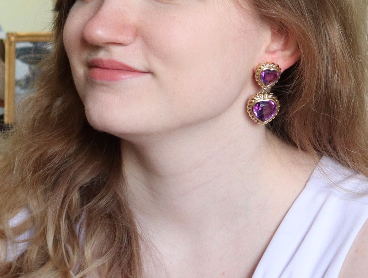 Fred Amethyst Heart And 18 Carat Gold Clip-on Earrings-photo-1