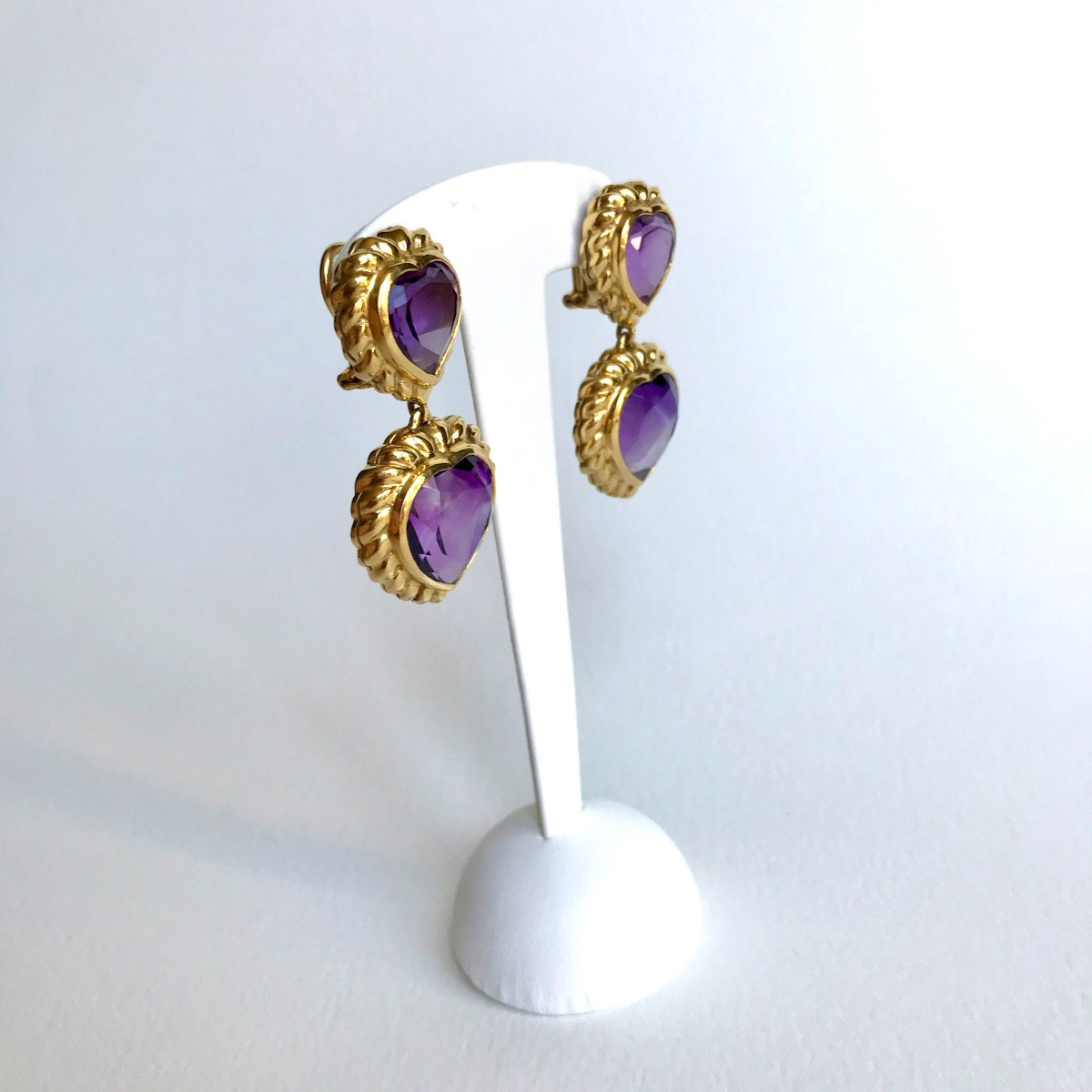 Fred Amethyst Heart And 18 Carat Gold Clip-on Earrings-photo-4