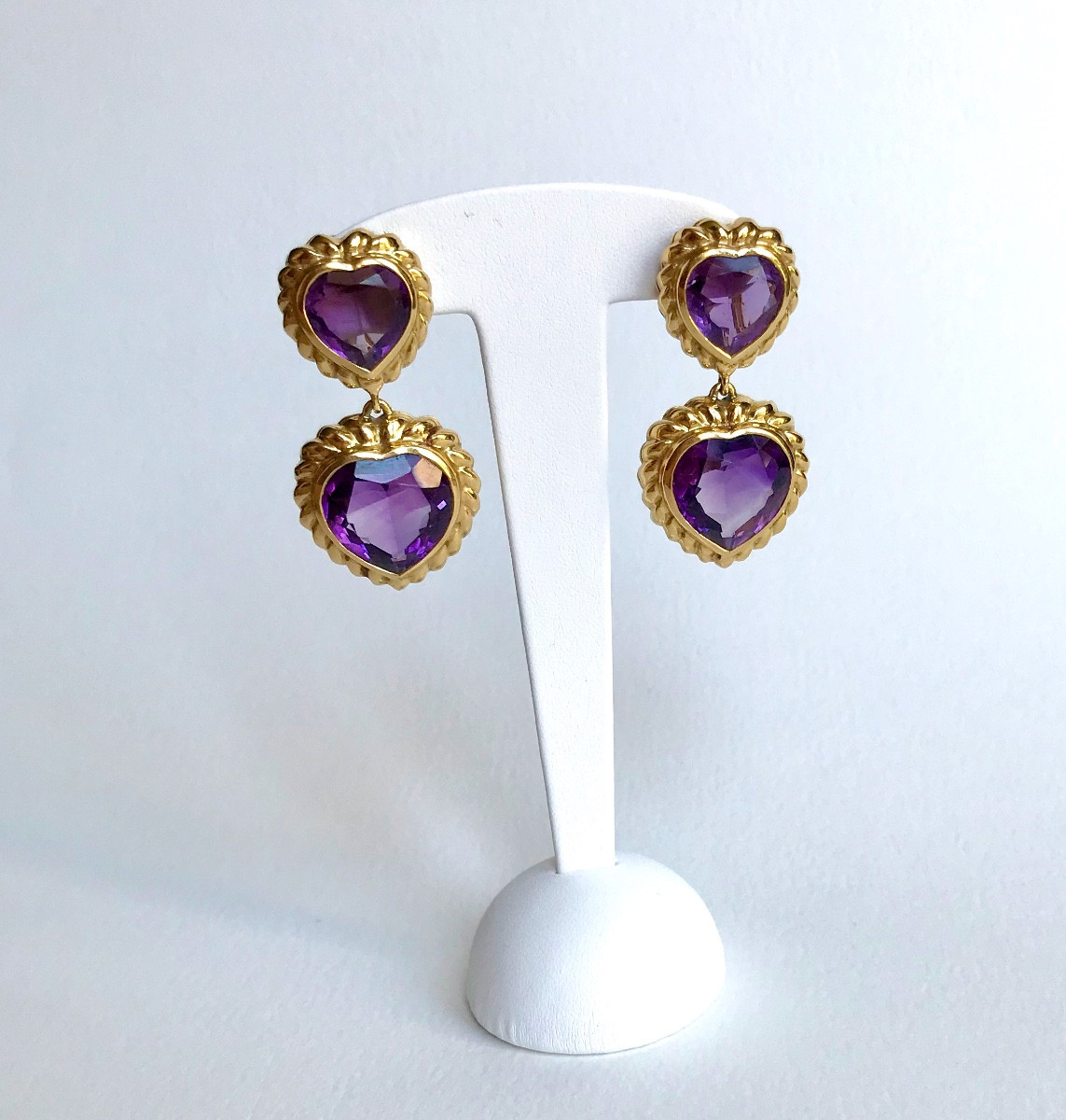 Fred Amethyst Heart And 18 Carat Gold Clip-on Earrings