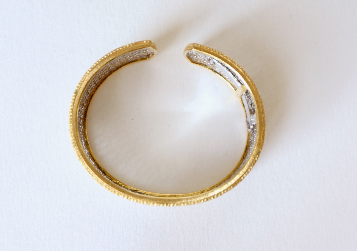Gold And Diamond Mesh Cuff Bracelet-photo-3