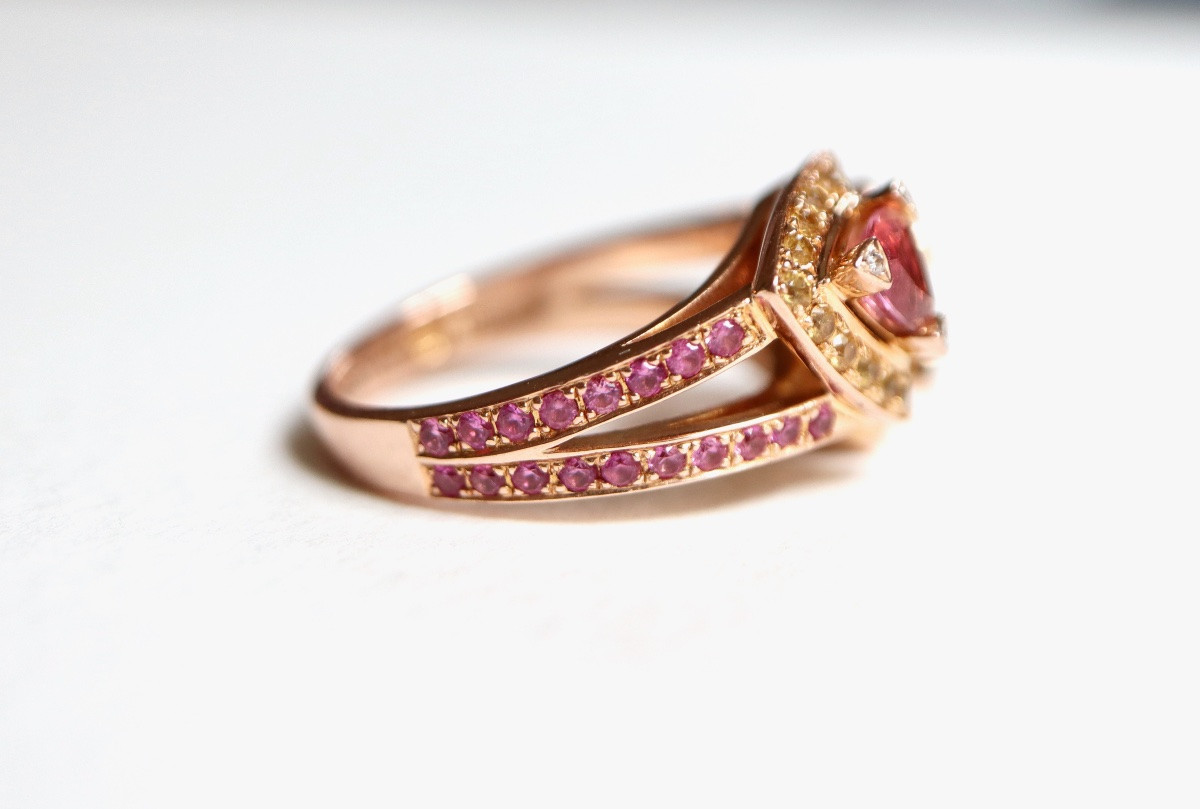 Mauboussin Toi Et Moi Ring In Rose Gold And Tourmalines, Diamonds, Sapphires-photo-2