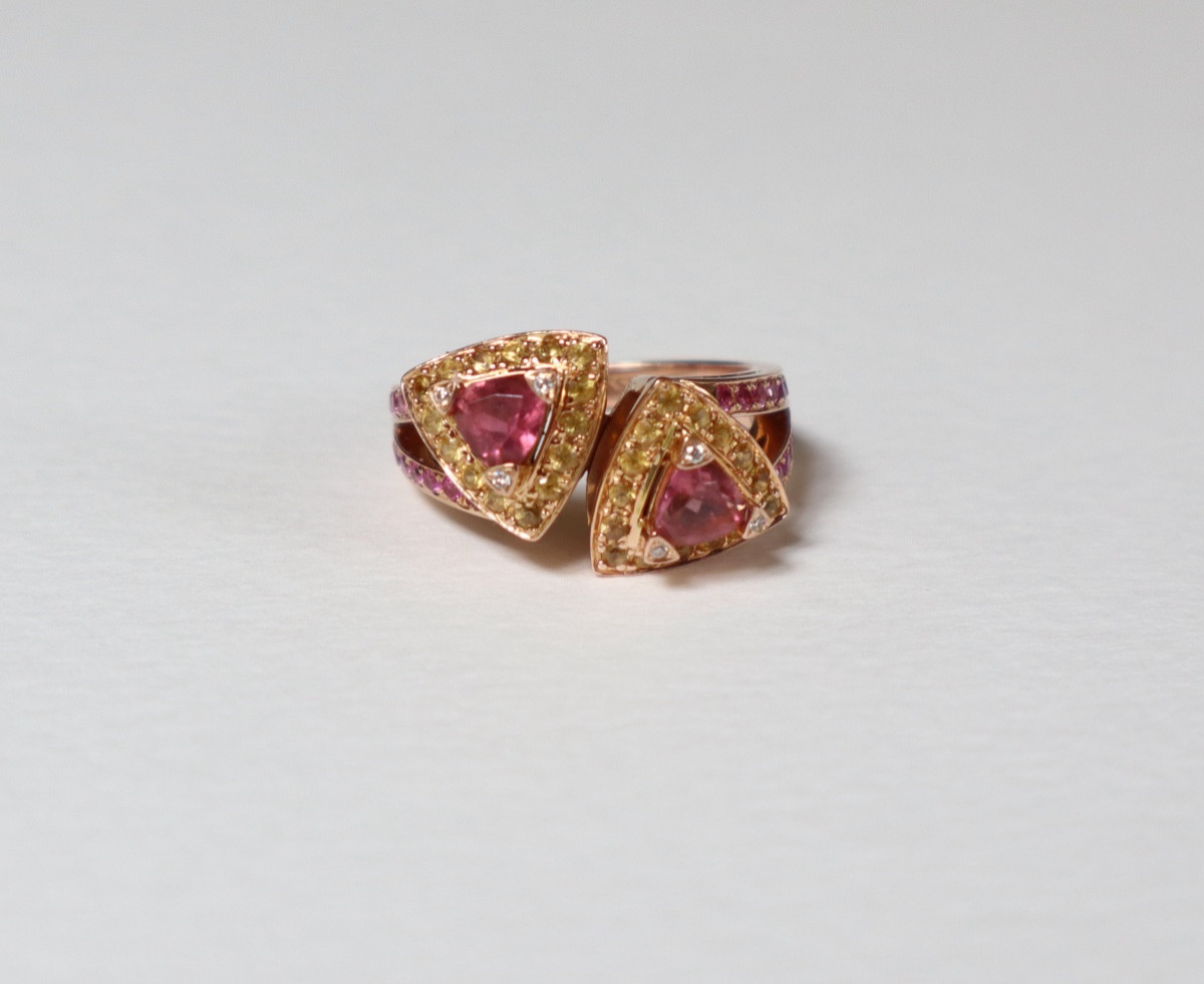 Mauboussin Toi Et Moi Ring In Rose Gold And Tourmalines, Diamonds, Sapphires-photo-3