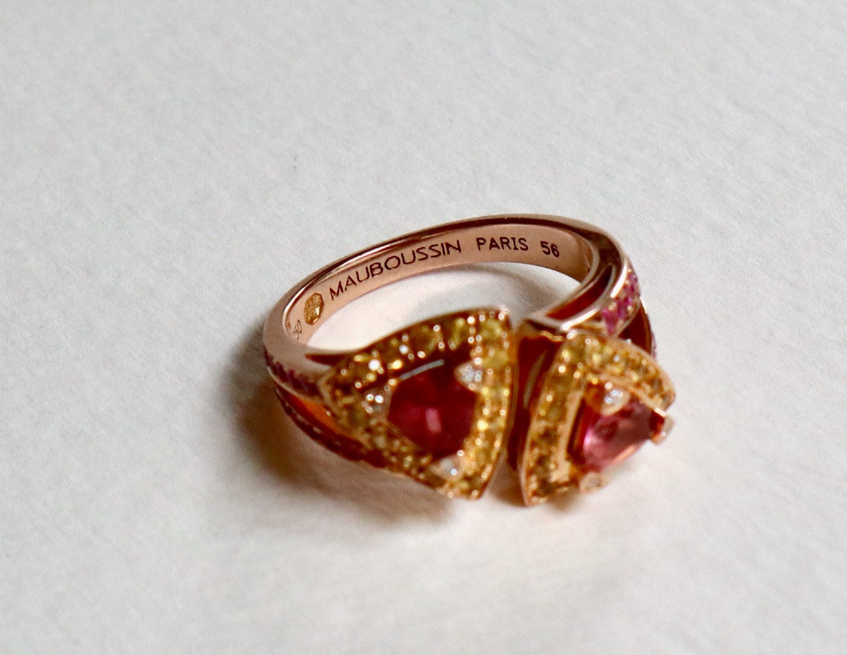 Mauboussin Toi Et Moi Ring In Rose Gold And Tourmalines, Diamonds, Sapphires-photo-4