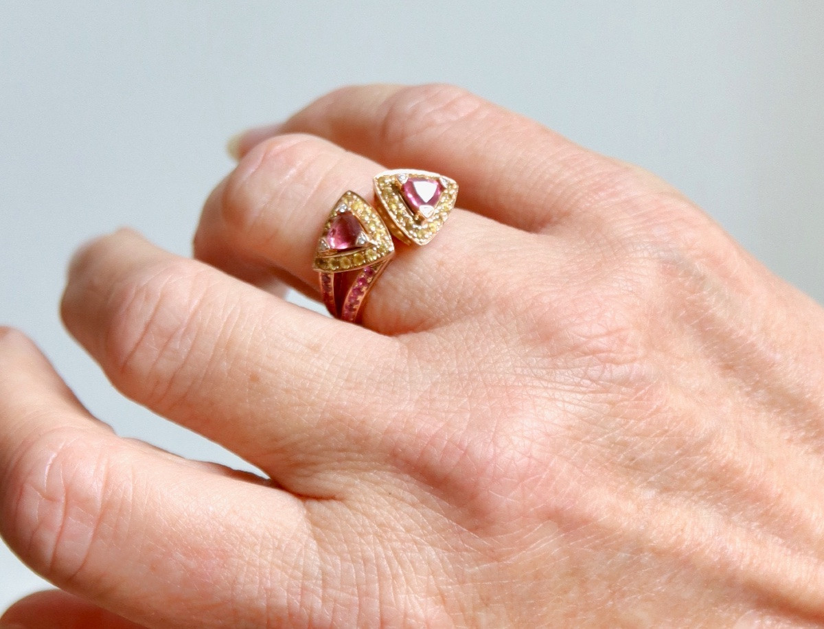 Mauboussin Toi Et Moi Ring In Rose Gold And Tourmalines, Diamonds, Sapphires-photo-2