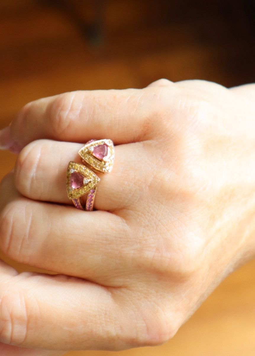 Mauboussin Toi Et Moi Ring In Rose Gold And Tourmalines, Diamonds, Sapphires-photo-4