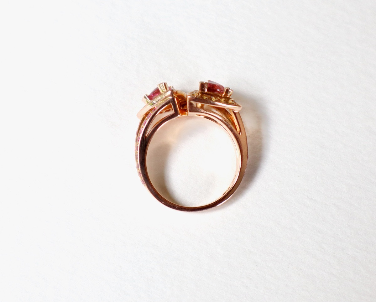 Mauboussin Toi Et Moi Ring In Rose Gold And Tourmalines, Diamonds, Sapphires-photo-7