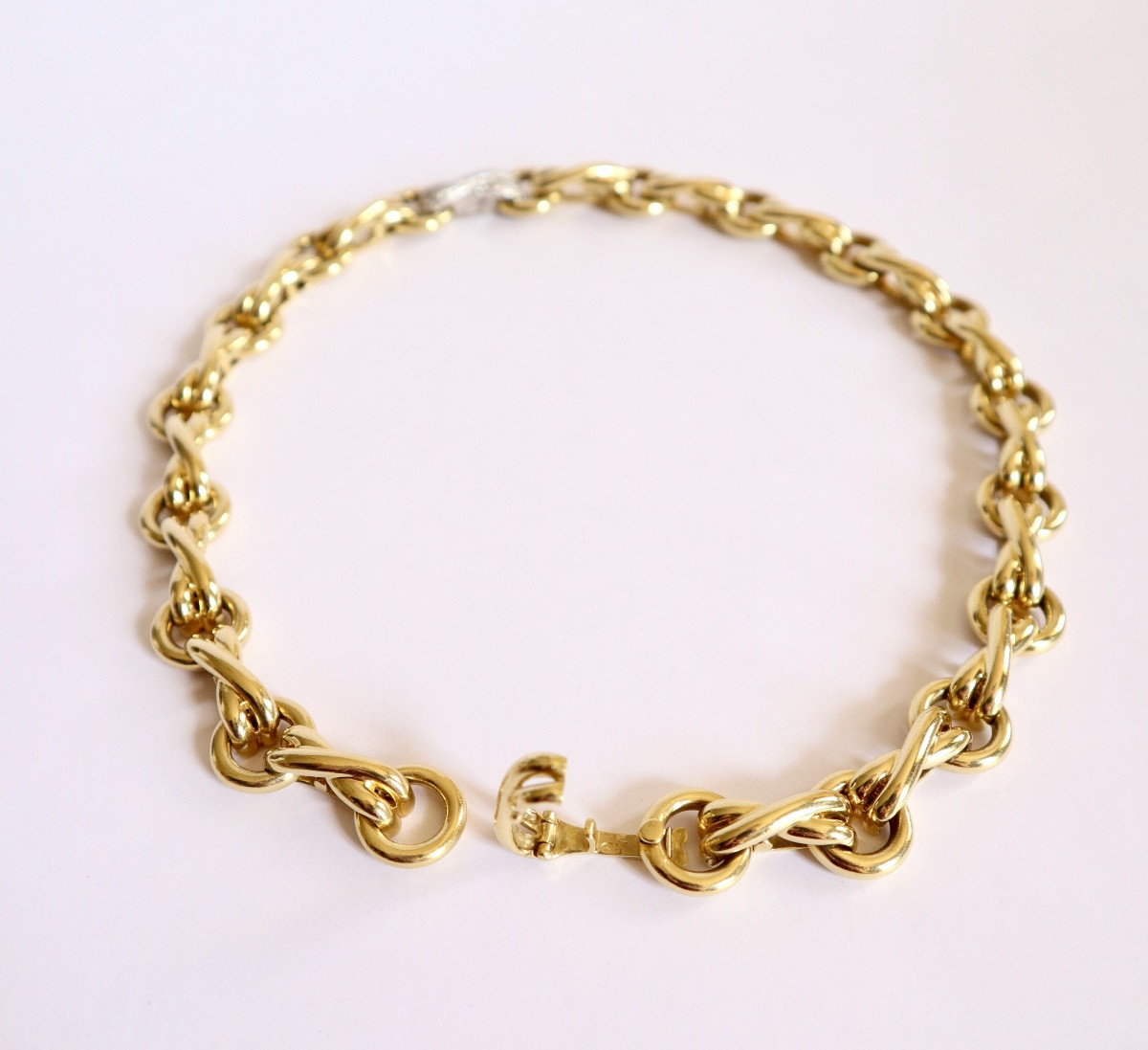 Tiffany's Gold Diamond Necklace Bracelet Set-photo-4