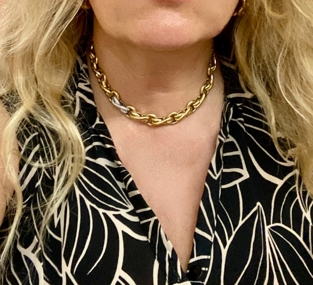 Tiffany's Gold Diamond Necklace Bracelet Set-photo-1
