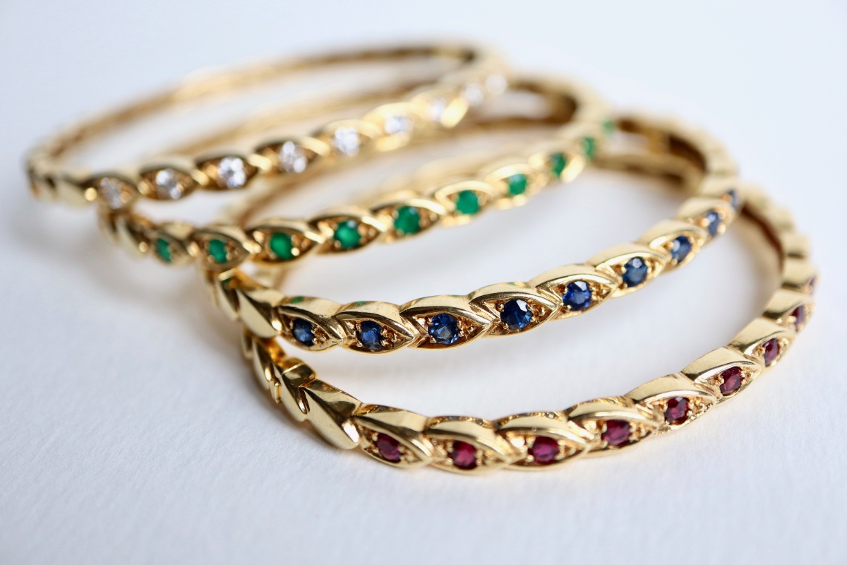 Chaumet Rigid Bracelets In 18 Carat Gold And Precious Stones-photo-4