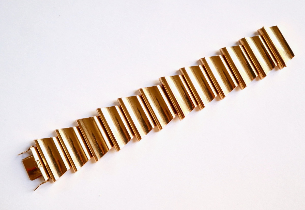 1940s Tank Bracelet In 18k Gold-photo-3