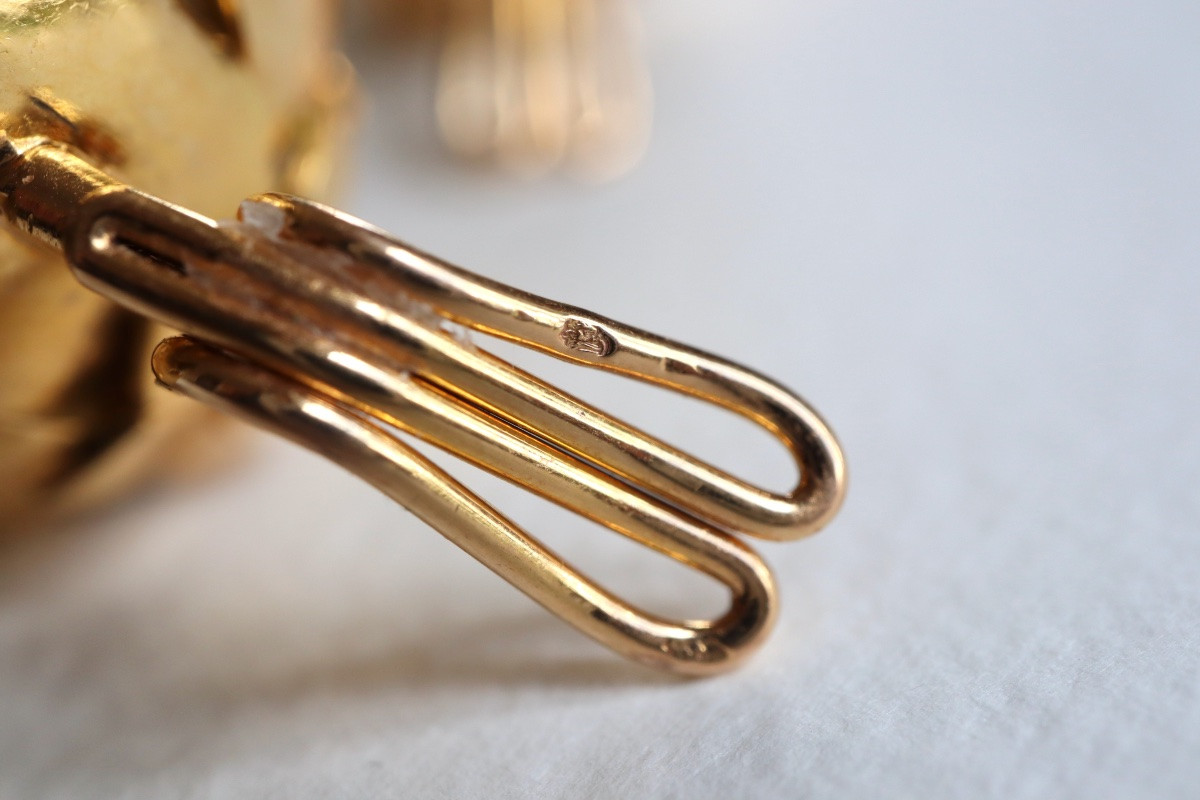 Clips d'oreilles Fleurs or et pierres turquoises citrine madère-photo-4