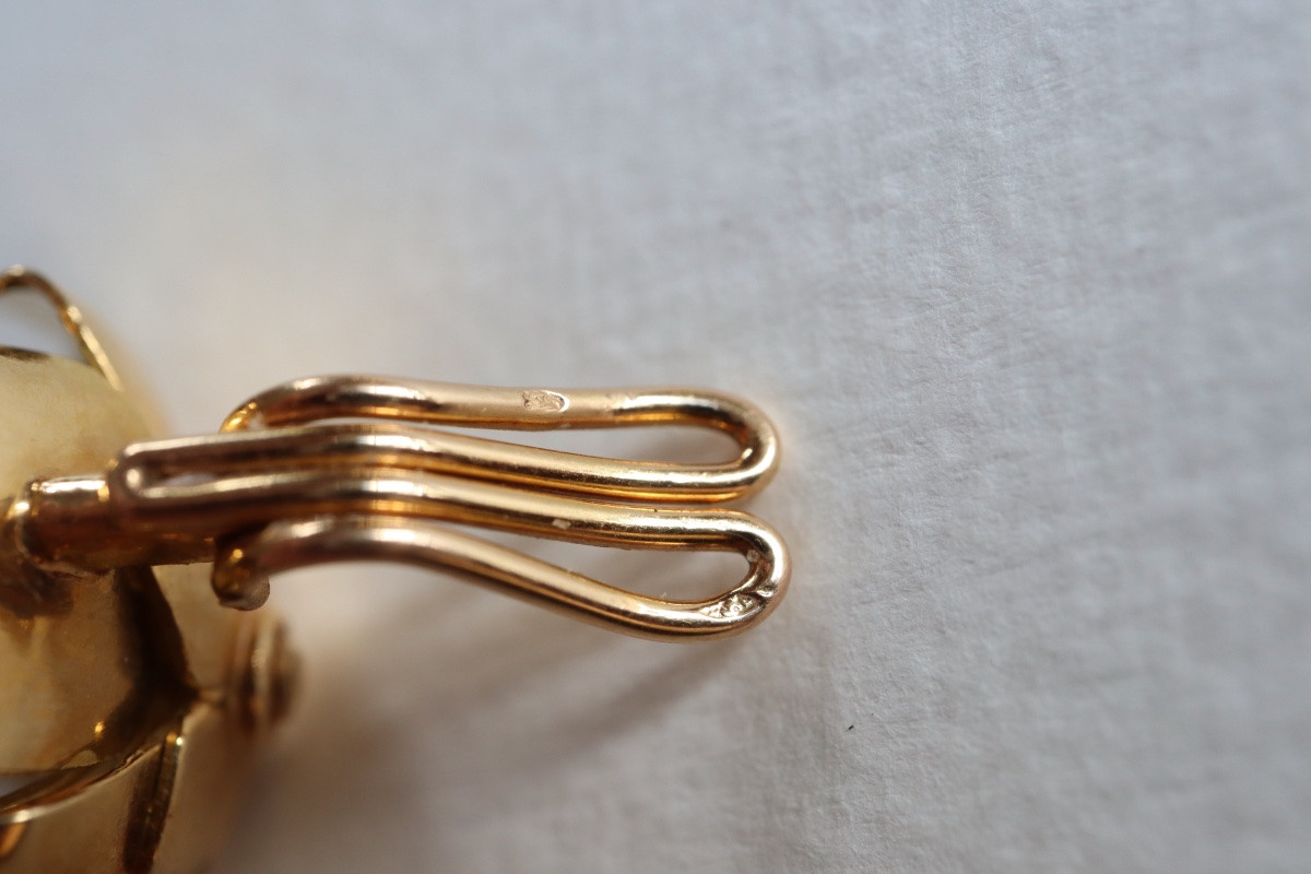 Clips d'oreilles Fleurs or et pierres turquoises citrine madère-photo-2