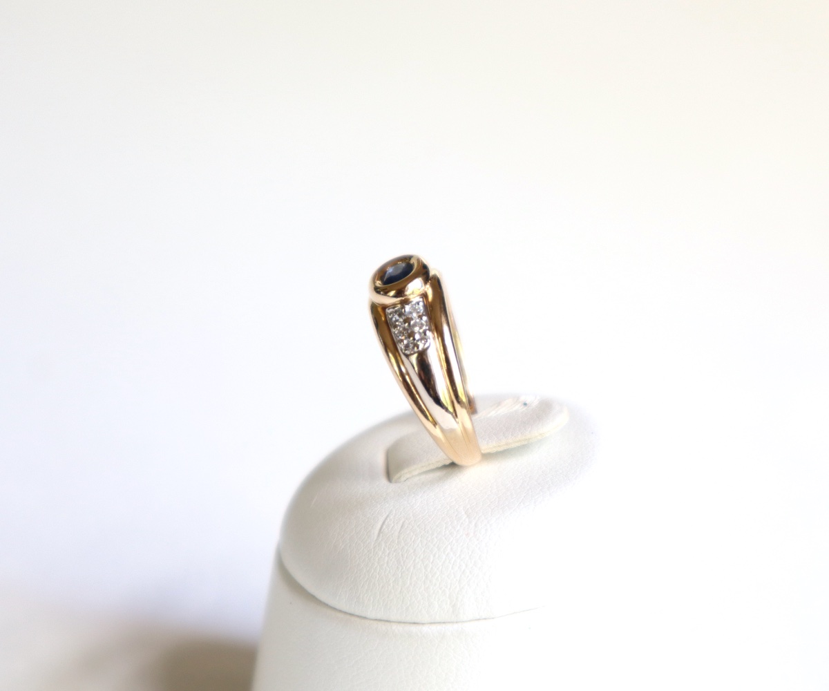 Bague jonc Saphir et diamants-photo-3