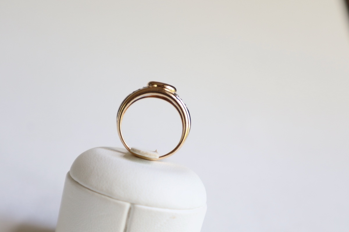 Bague jonc Saphir et diamants-photo-4