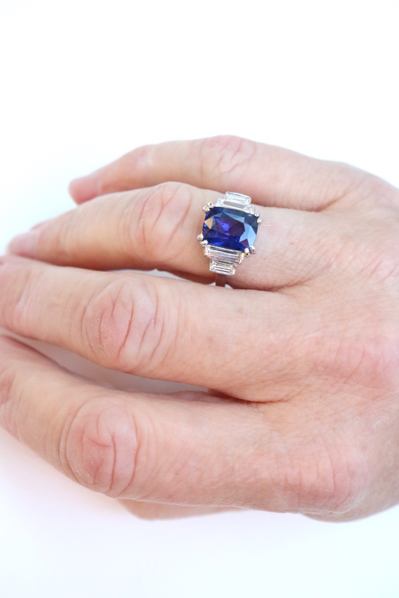 Bague Saphir Ceylan et diamants-photo-3