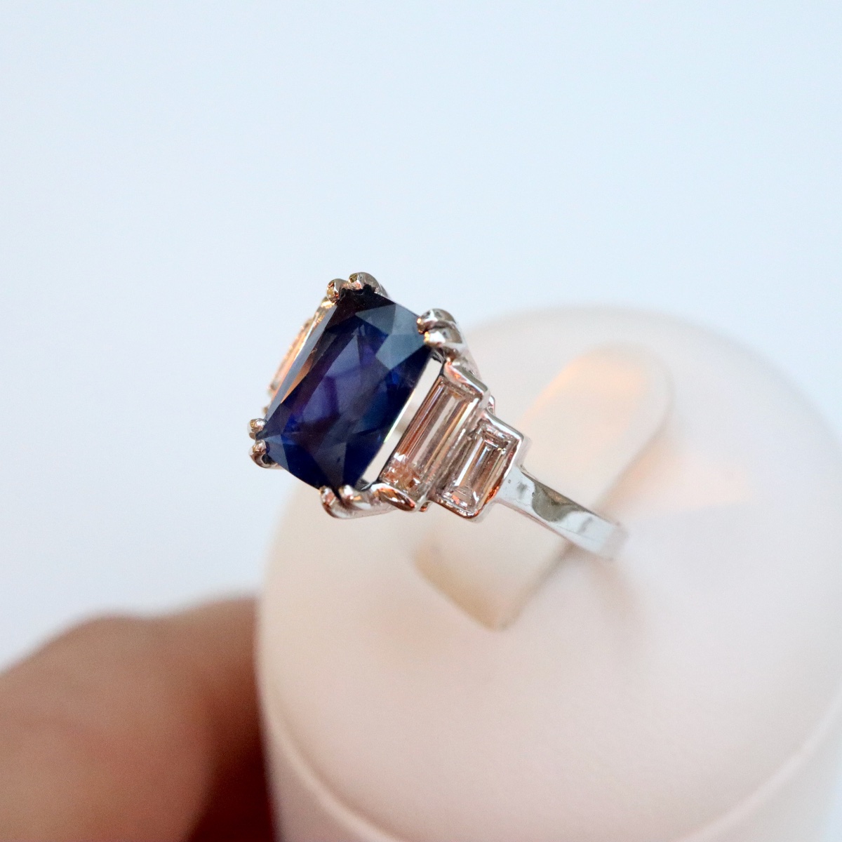 Bague Saphir Ceylan et diamants-photo-4
