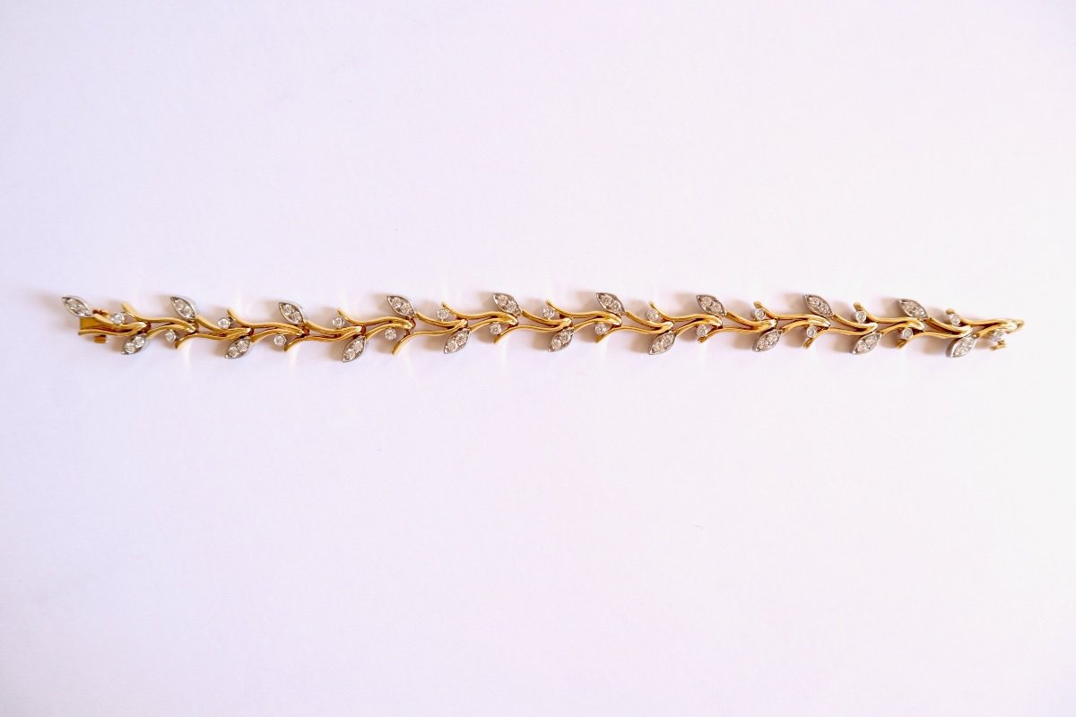 Tiffany's Bracelet In Yellow Gold, Platinum And Diamonds-photo-3