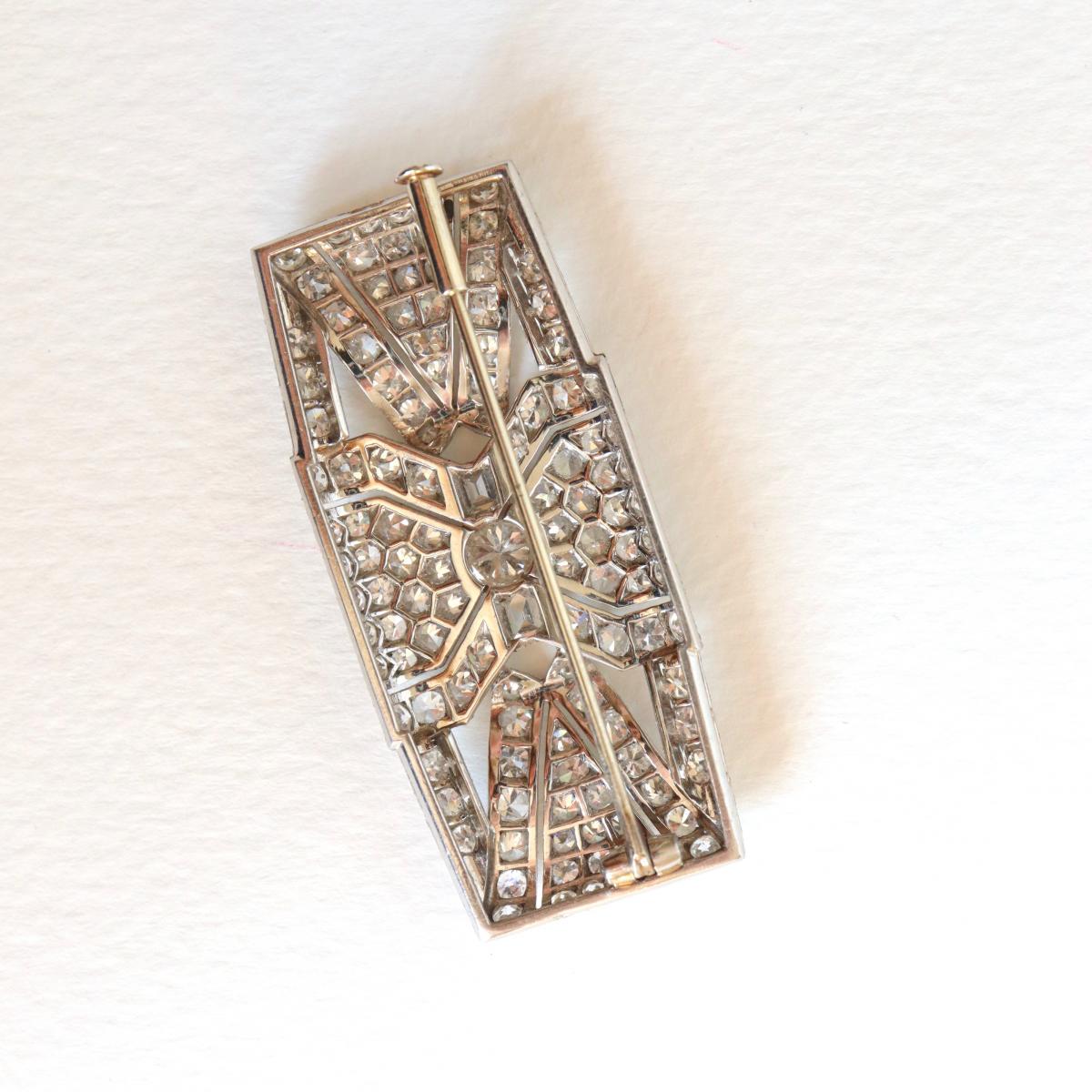 Brooch Art Deco Plate In Platinum And White Gold 18 Carats 1930-40-photo-4