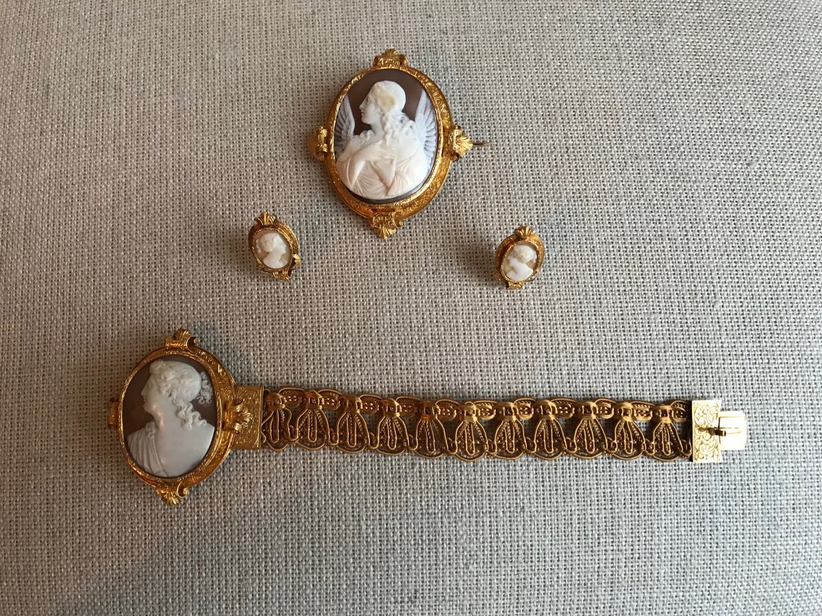 Parure En Jaune18 Carats Et Camée Froment Meurice Très Rare 19e Siècle-photo-3