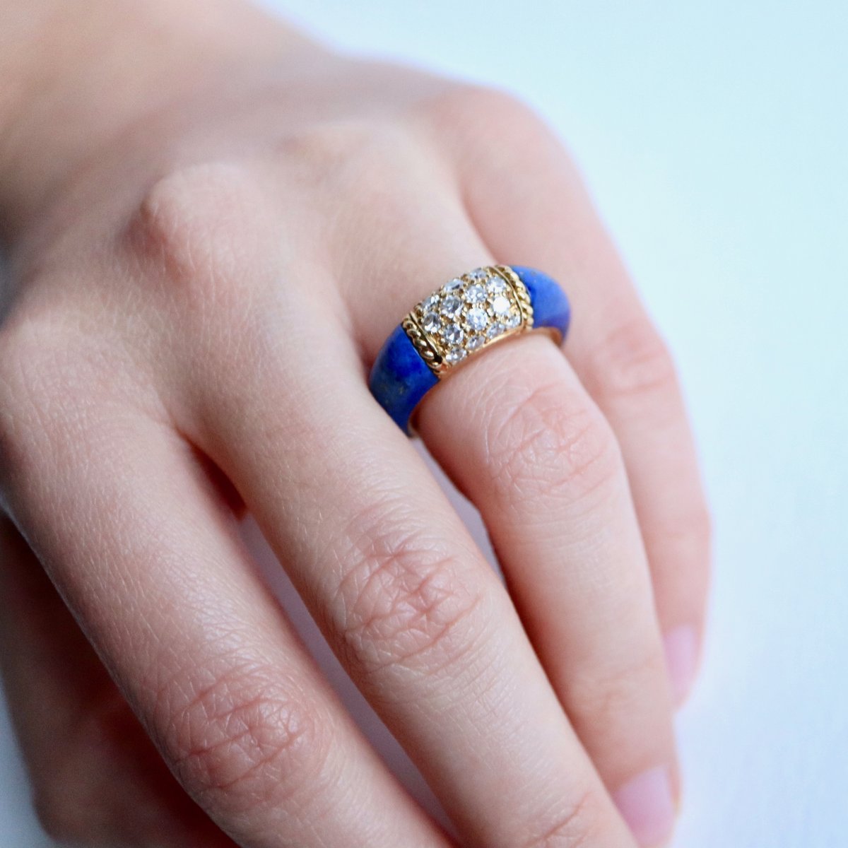 Van Cleef & Arpels Bague Philippine Or Jaune 18 Kt, Diamants Et Lapis Lazuli-photo-2