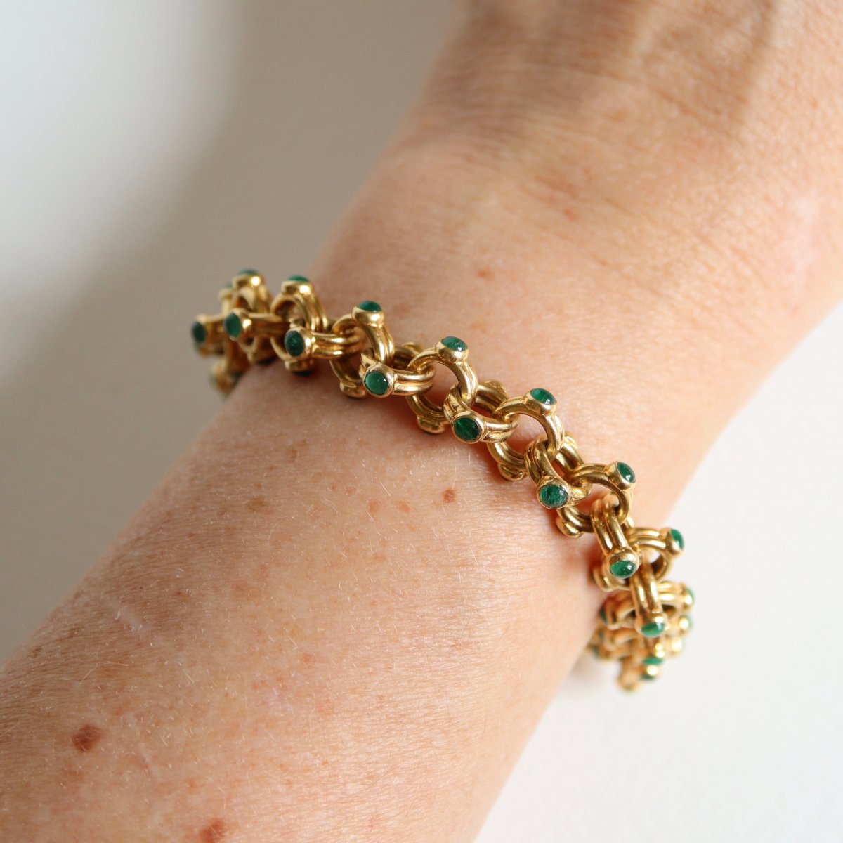 Verney Poiray Bracelet En Or Jaune 18 Kt Et émeraudes-photo-4