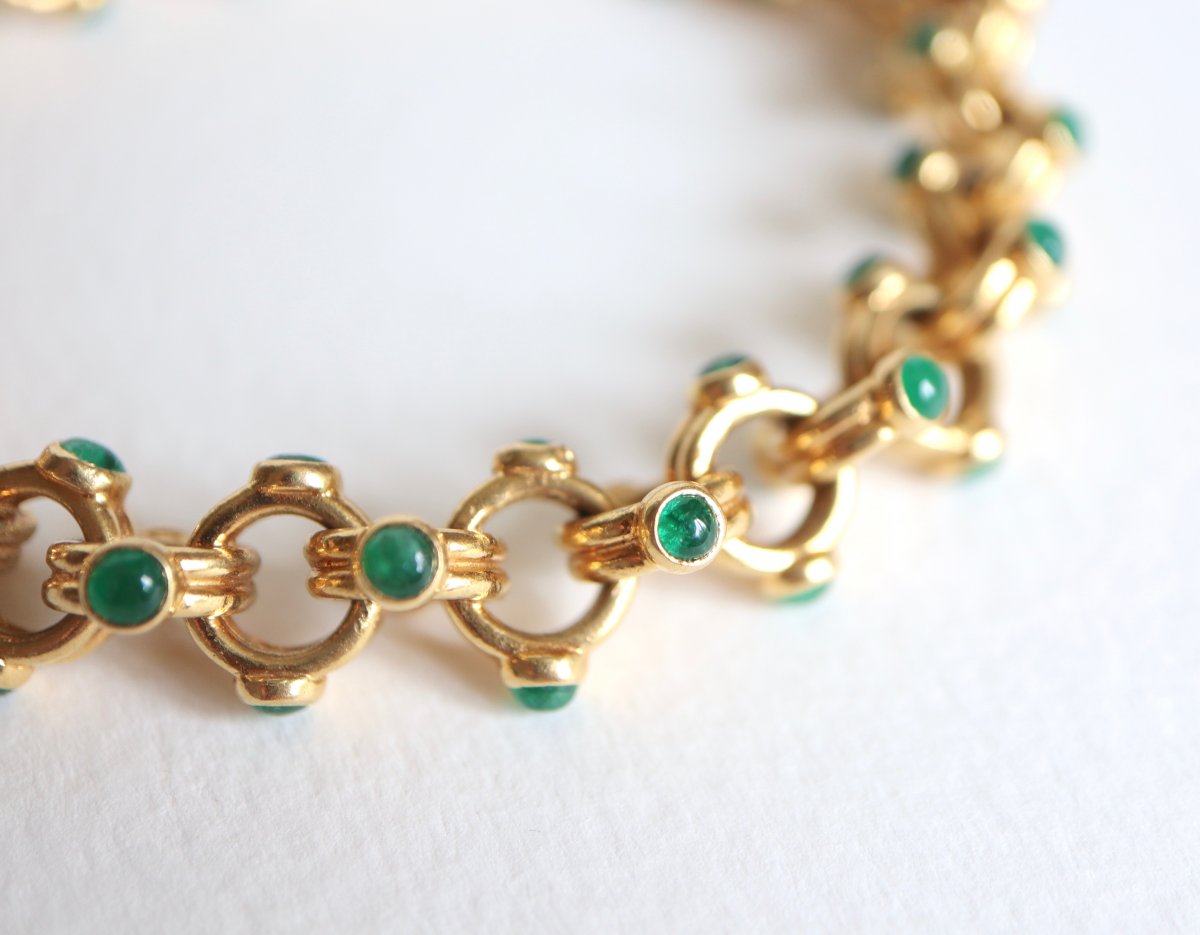 Verney Poiray Bracelet En Or Jaune 18 Kt Et émeraudes-photo-2