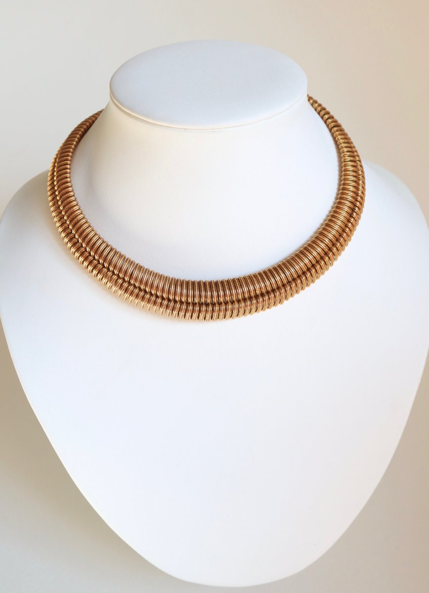 Marchak Choker Necklace In 18k Yellow Gold Double Mesh Twisted Twist-photo-2