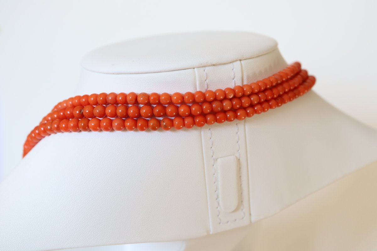 Mediterranean Coral 3 Row Necklace-photo-3