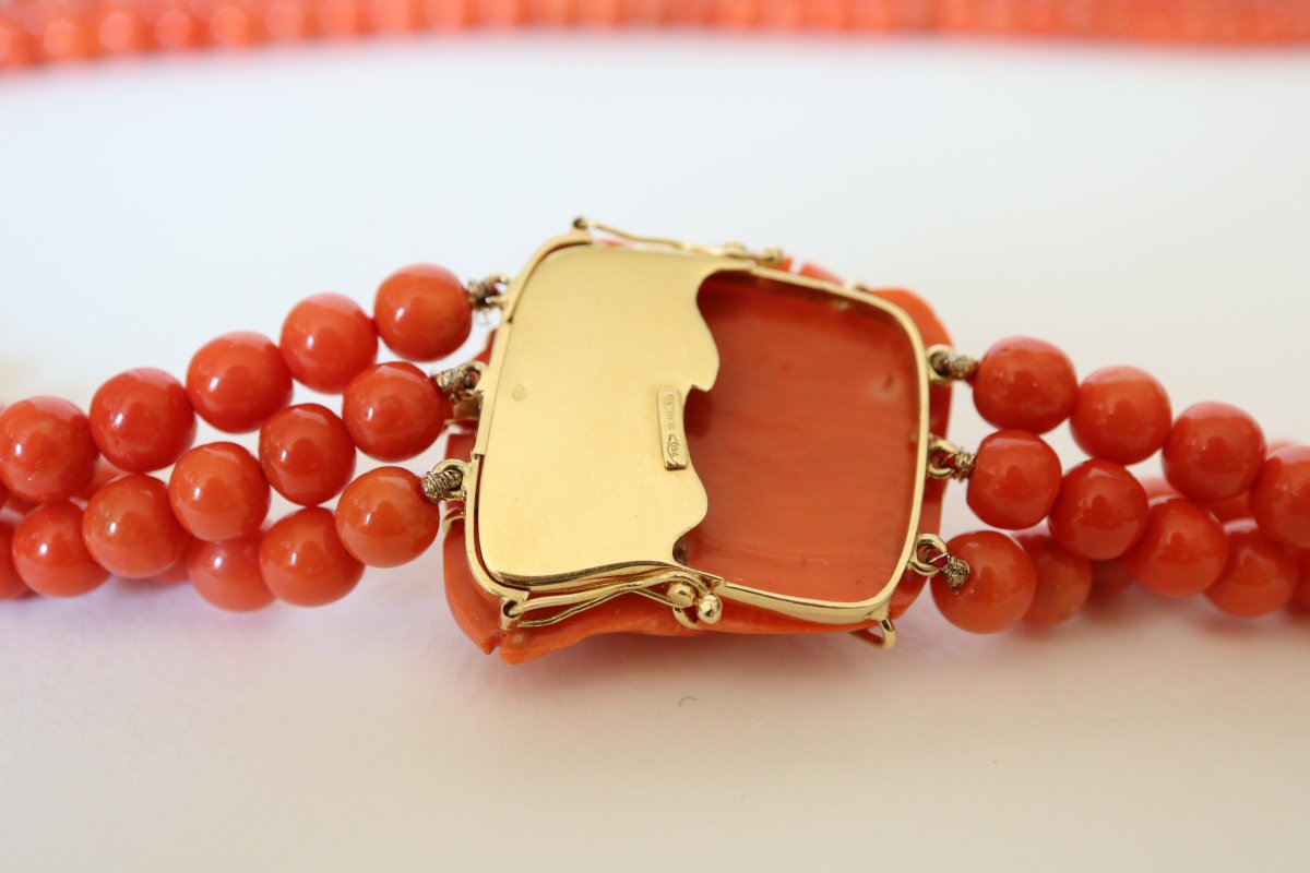 Mediterranean Coral 3 Row Necklace-photo-3