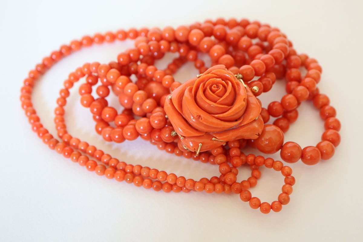 Mediterranean Coral 3 Row Necklace-photo-4