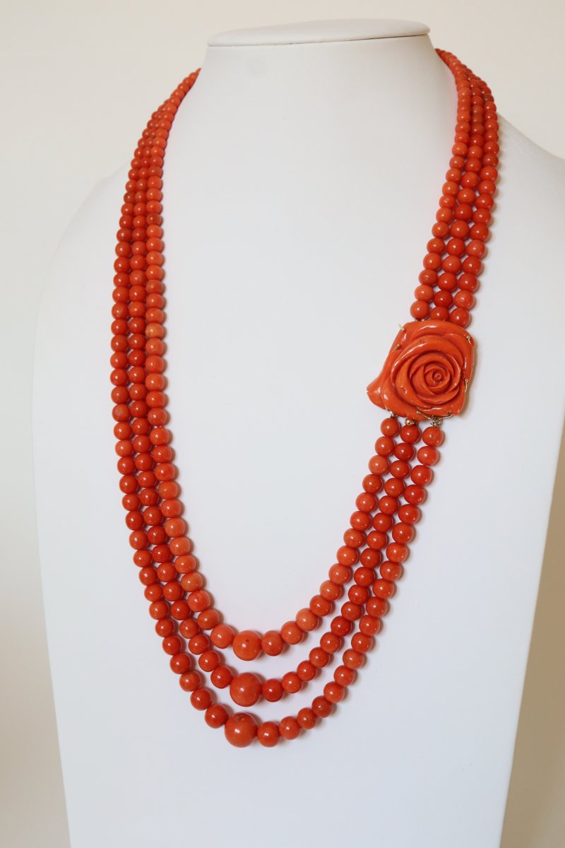 Mediterranean Coral 3 Row Necklace-photo-5