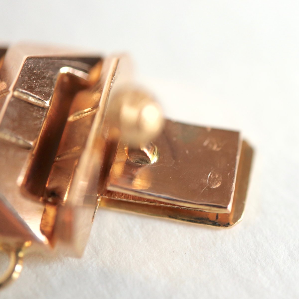 Bracelet Tank Vers 1940 En Or Rose 18 Kt Maillons Articulés-photo-4