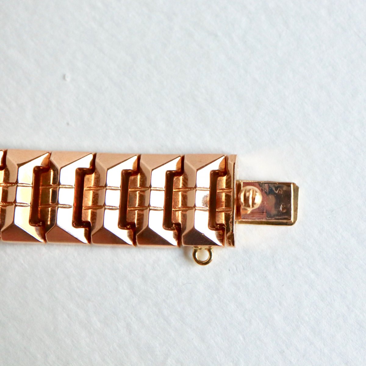 Bracelet Tank Vers 1940 En Or Rose 18 Kt Maillons Articulés-photo-2