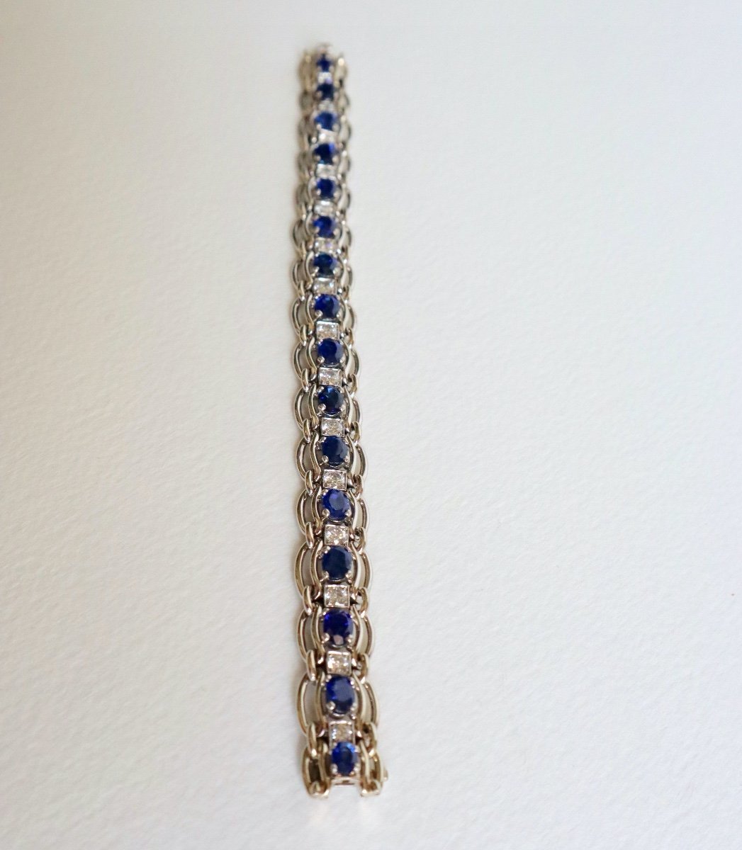 Mauboussin Bracelet 18 Kt White Gold, Sapphires And Diamonds-photo-2