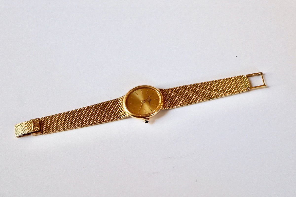  Baume Et Mercier Montre Bracelet De Dame En Or Jaune 18 Kt 1960-photo-4