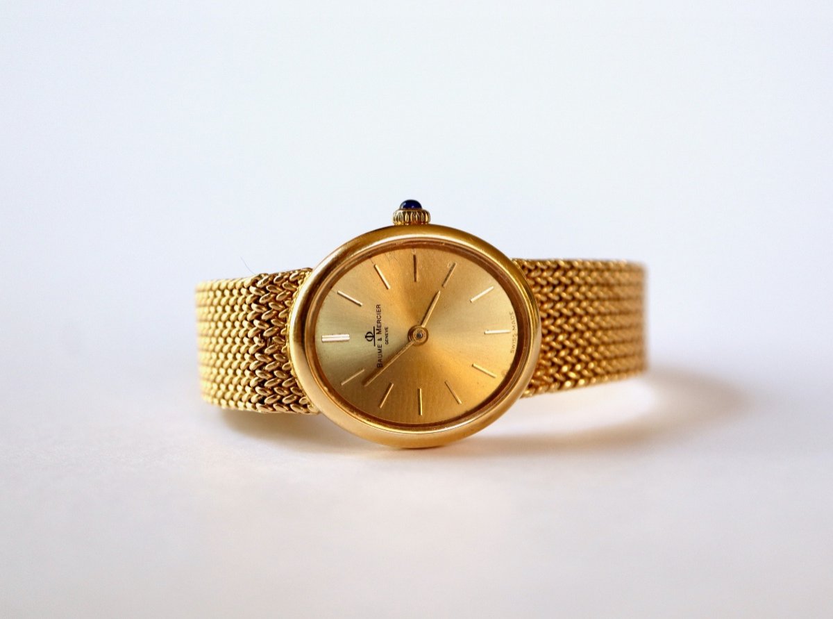 Baume Et Mercier Lady's Bracelet Watch In 18 Kt Yellow Gold 1960