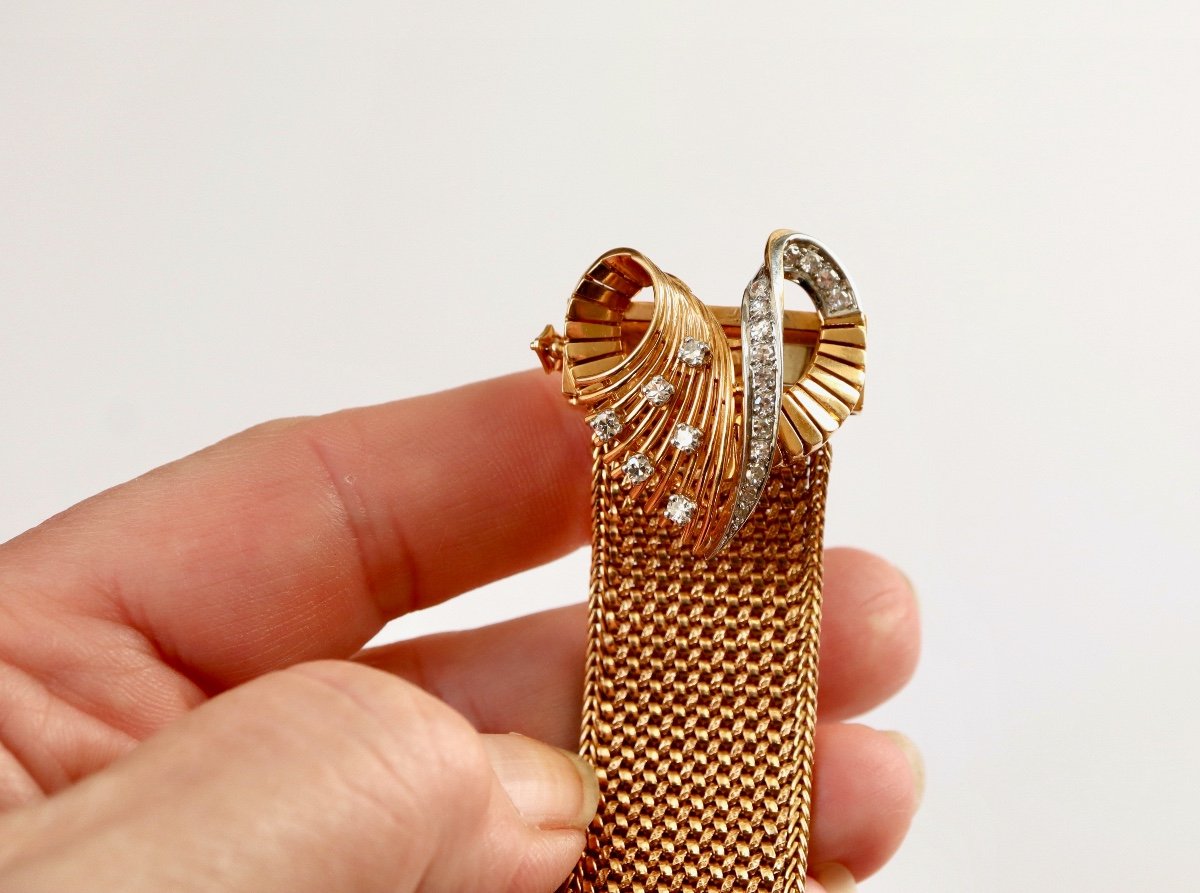 Belt Ribbon Bracelet 1950 18k Gold And Diamonds-photo-3