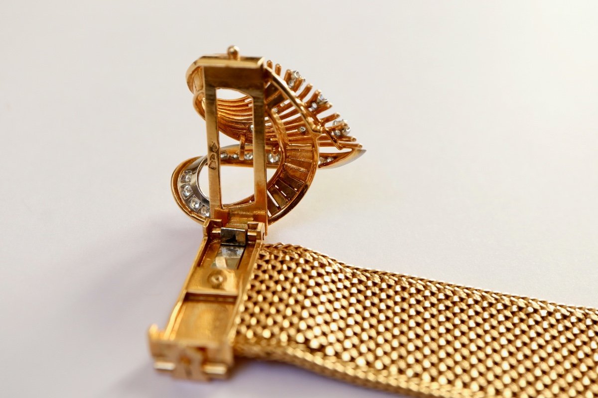Belt Ribbon Bracelet 1950 18k Gold And Diamonds-photo-4