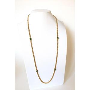 Fred Long Necklace In 18 Kt Yellow Gold And Chrysoprases