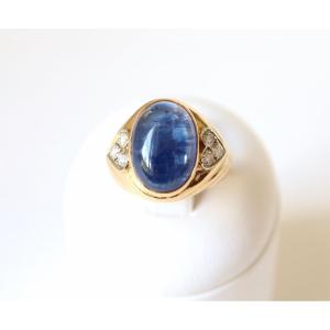 Repossi Ring In 18 Kt Yellow Gold Godronnée Setting An Important Sapphire Cabochon 10 Kt