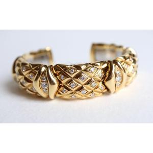 Mauboussin Semi-rigid Bracelet In 18kt Yellow Gold And Diamonds