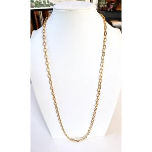 Boucheron Long Necklace In 18 Carat Yellow Gold, Twisted Engraved Oval Links