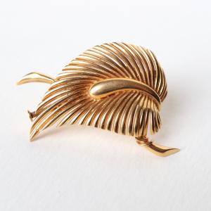 Broche Feuille En Or 1960
