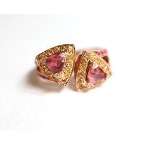 Mauboussin Toi Et Moi Ring In Rose Gold And Tourmalines, Diamonds, Sapphires