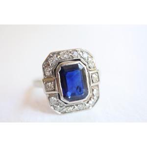 Bague 1930 saphir et diamants