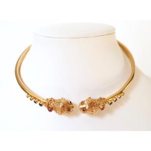 LALAOUNIS Collier en or jaune 18 carats Lalaounis têtes de lion