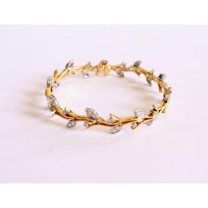 Tiffany's Bracelet In Yellow Gold, Platinum And Diamonds