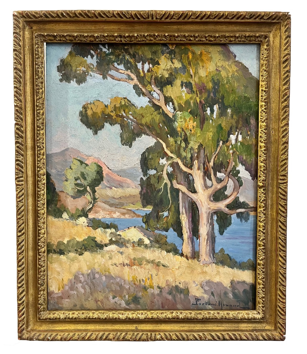 Arnaud Fortuné, Mediterranean Landscape, Oil On Panel