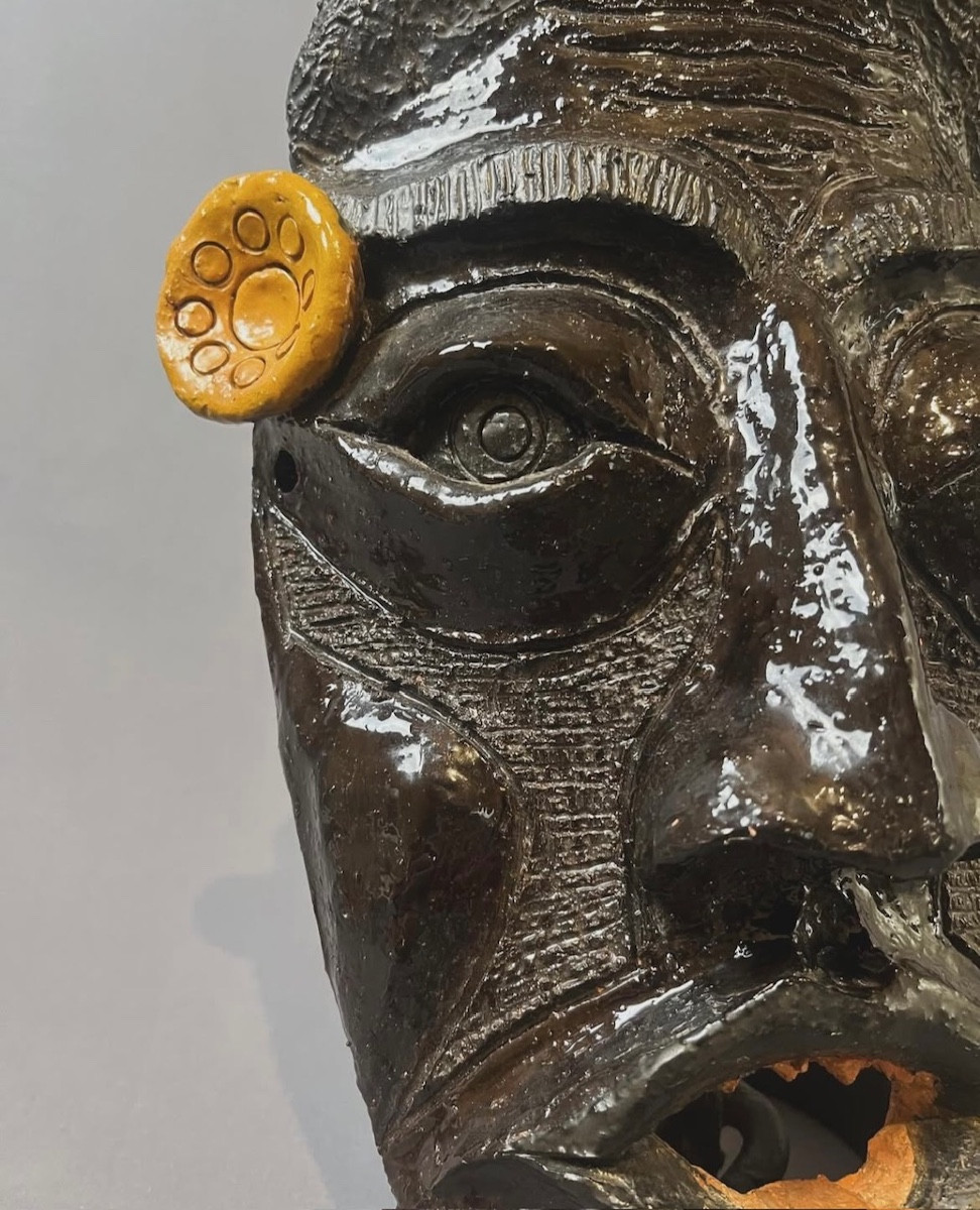 Glazed Terracotta Mask, Folk Art-photo-2