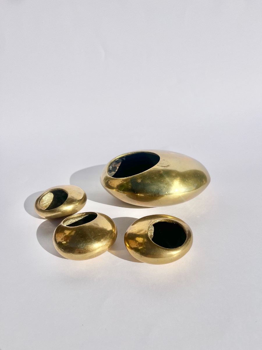 Roger Tallon, 4 Brass Ashtrays, 1970s